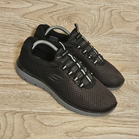 Skechers Lite Weight Men's 9.5 Memory Foam Shoes Sneakers 52811 Black Gray - Picture 9 of 9